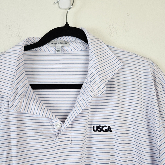 Peter Millar Pima Cotton USGA Short Sleeve Striped Polo Knit Shirt XL - Picture 4 of 8